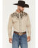 Image #1 - Rodeo Clothing Men's Embroidered Embellished Long Sleeve Snap Western Shirt, Tan, hi-res