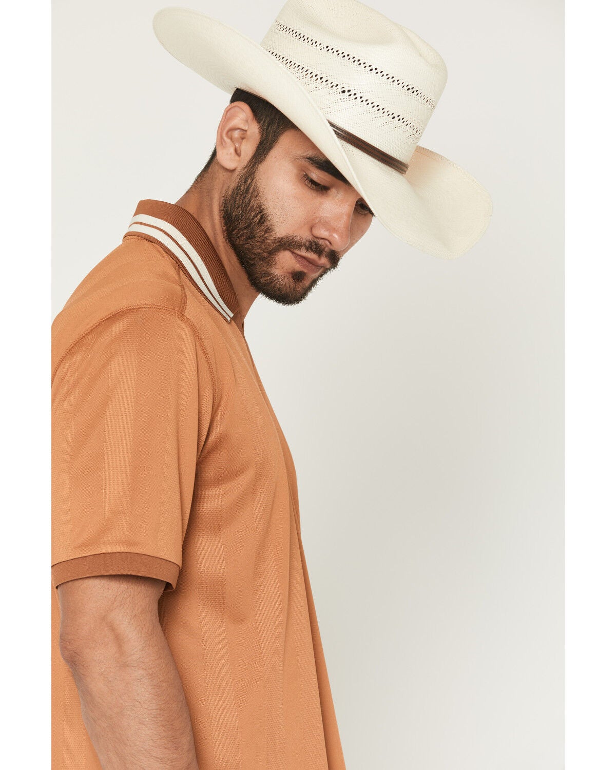 Image #2 - RANK 45&reg; Men's Hoss Jersey Short Sleeve V-Neck Stretch Polo Shirt, Sand, hi-res