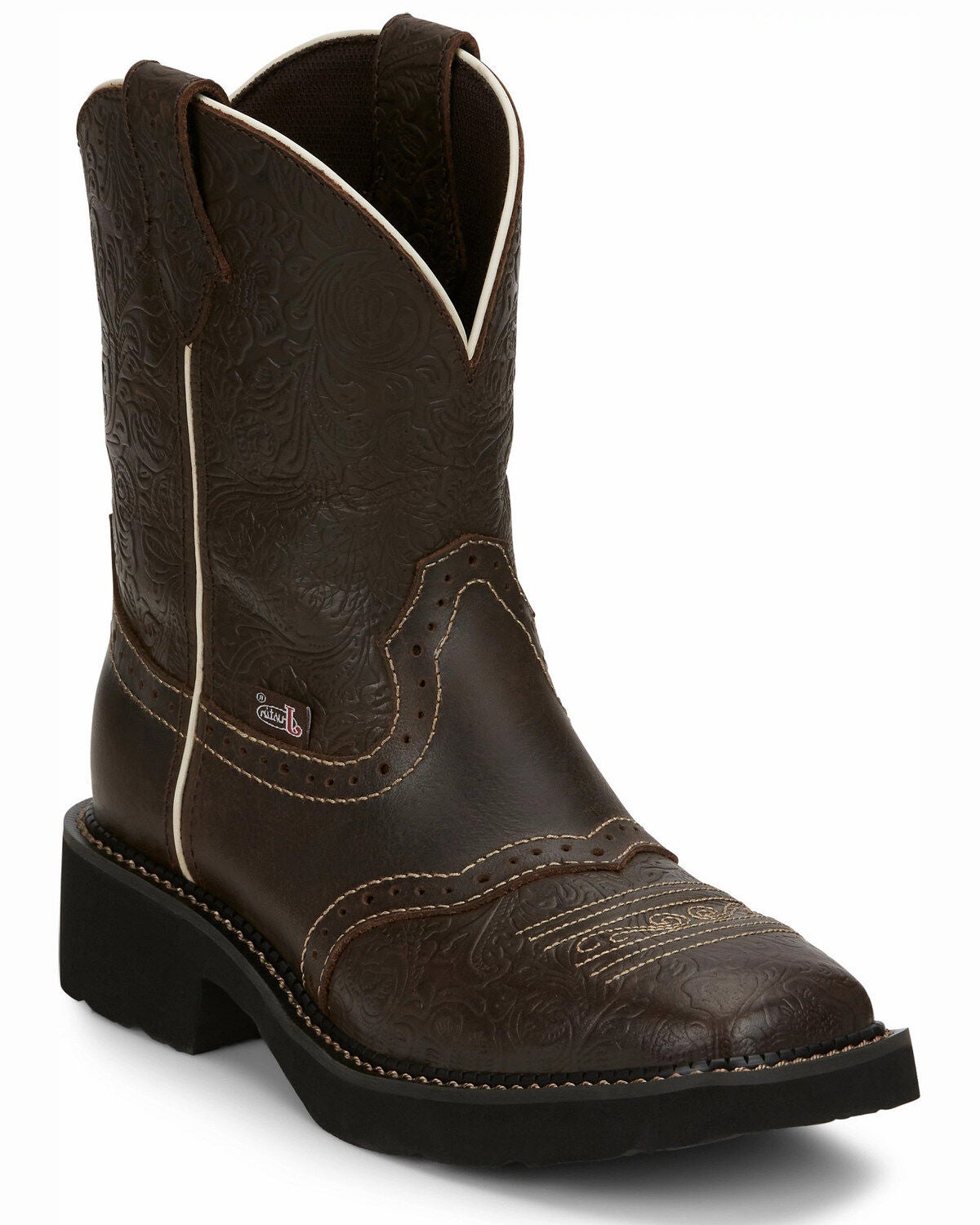 Justin Women's Mandra Brown Western Boots - Square Toe, Dark Brown, hi-res