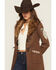 Image #2 - Shyanne Women's Faux Leather Fur Collar Embroidered Coat, Brown, hi-res