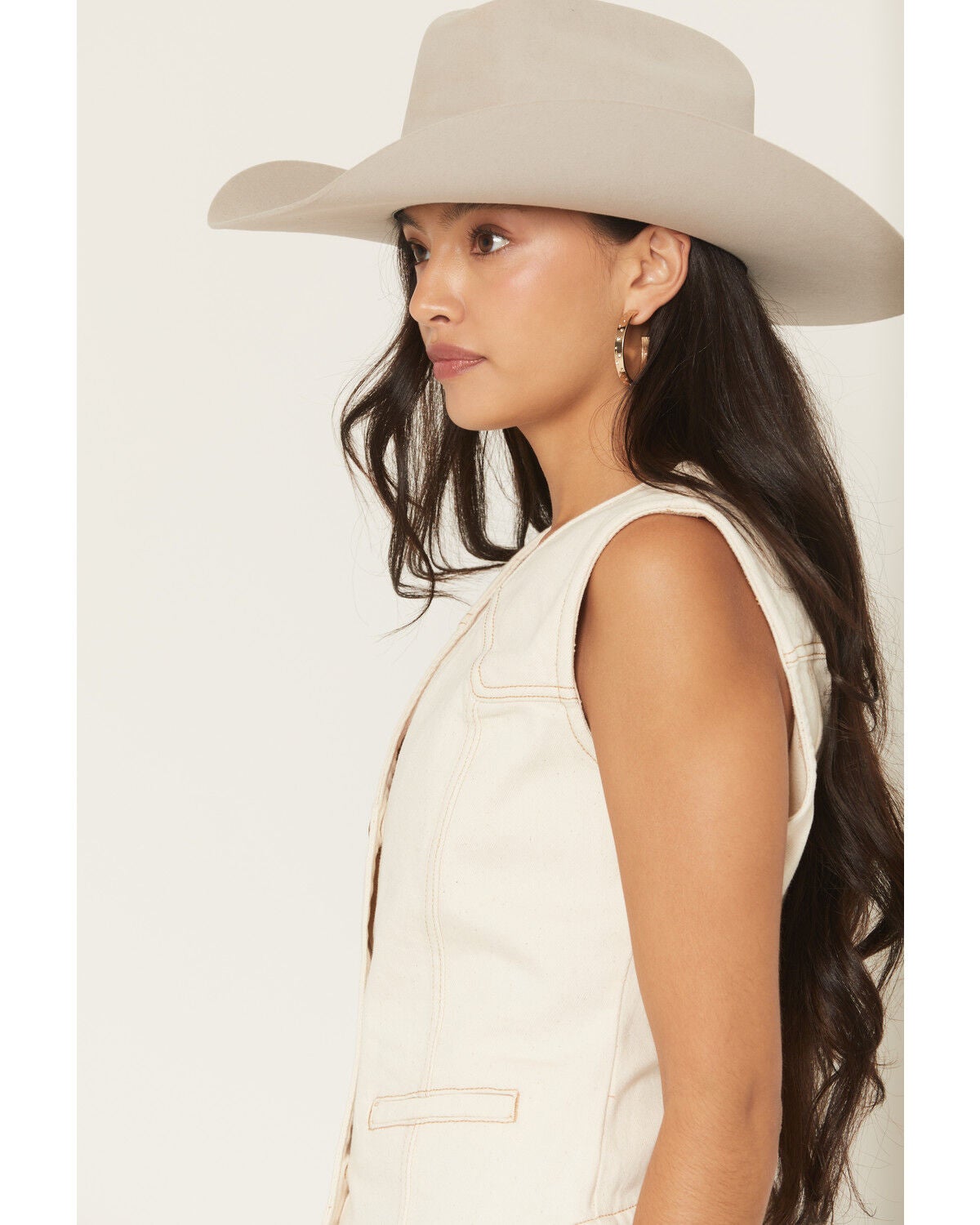 Image #2 - Wrangler Retro Women's Button-Down Denim Vest, White, hi-res