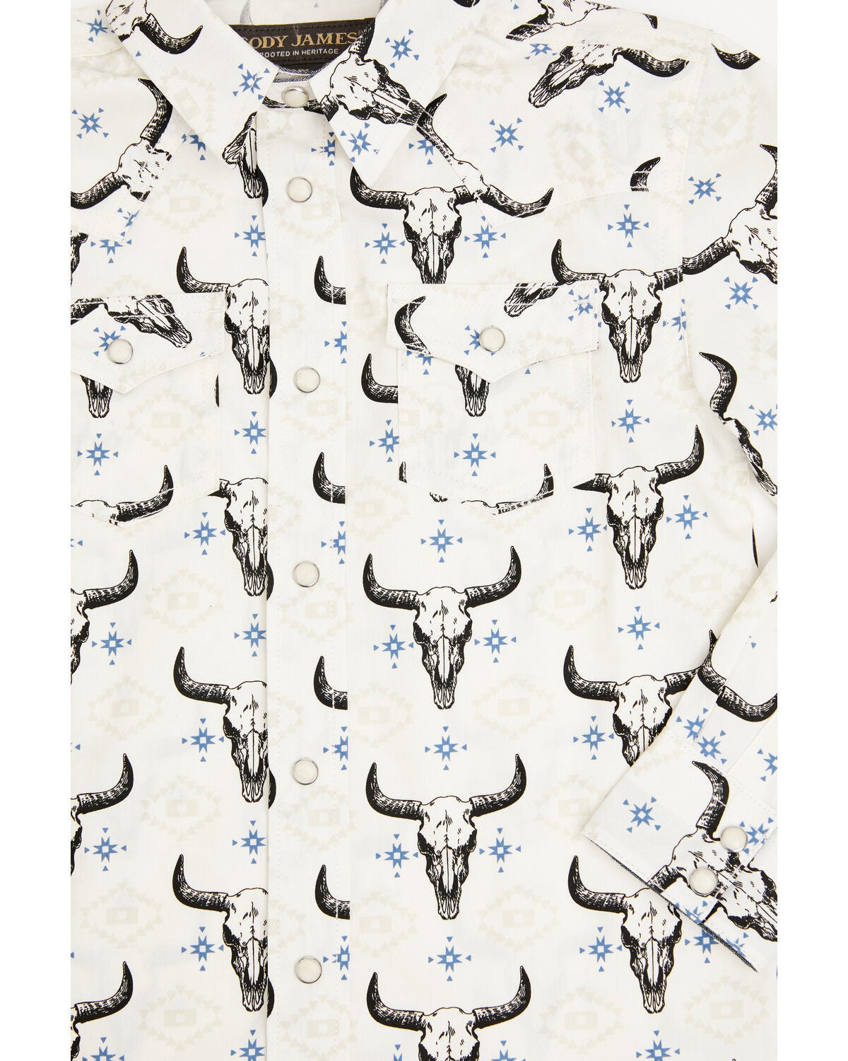 Image #2 - Cody James Toddler Boys' Prehistoric Bull Skull Print Long Sleeve Snap Western Shirt, Cream, hi-res