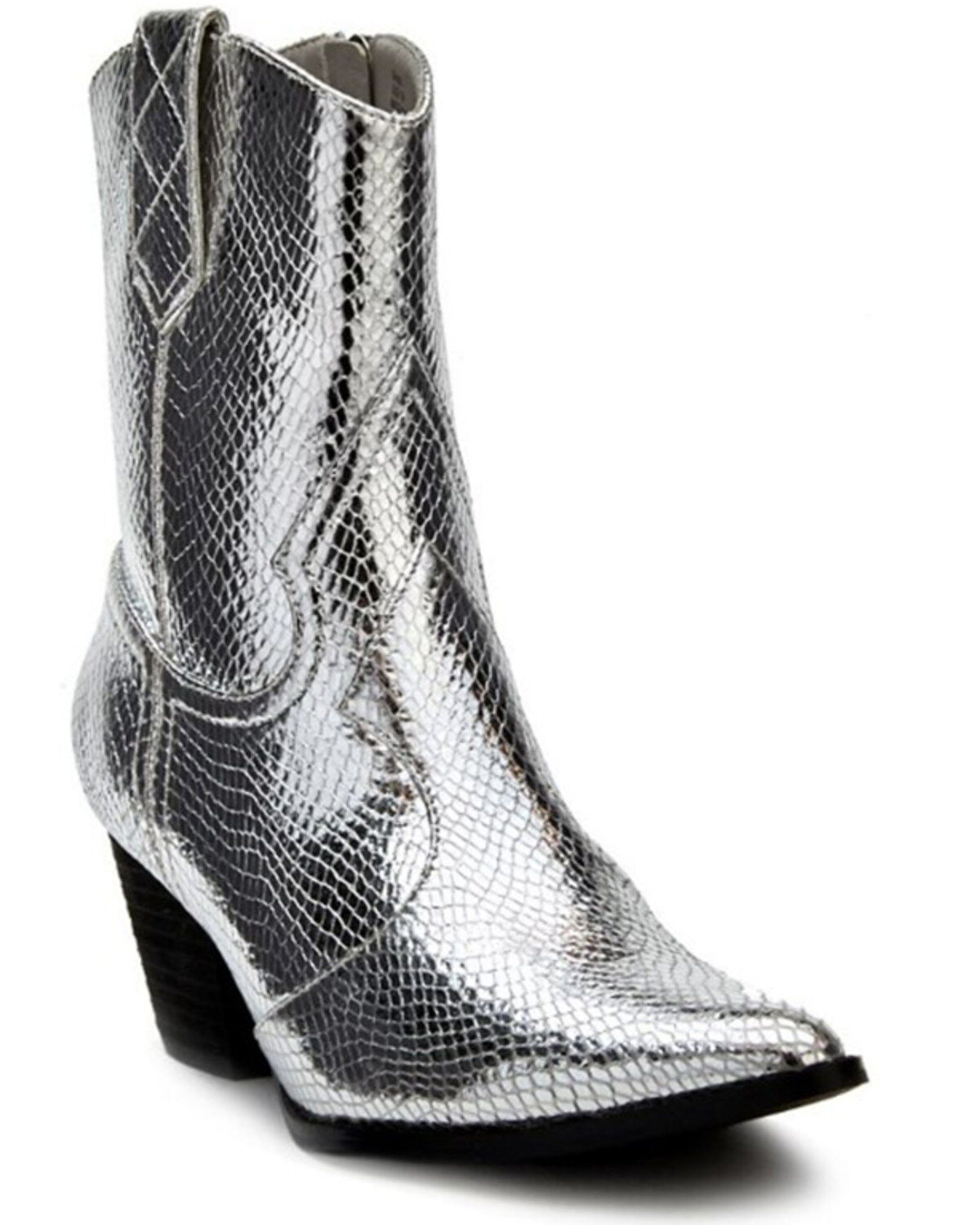 Image #1 - Matisse Women's Bambi Western Booties - Round Toe, Silver, hi-res