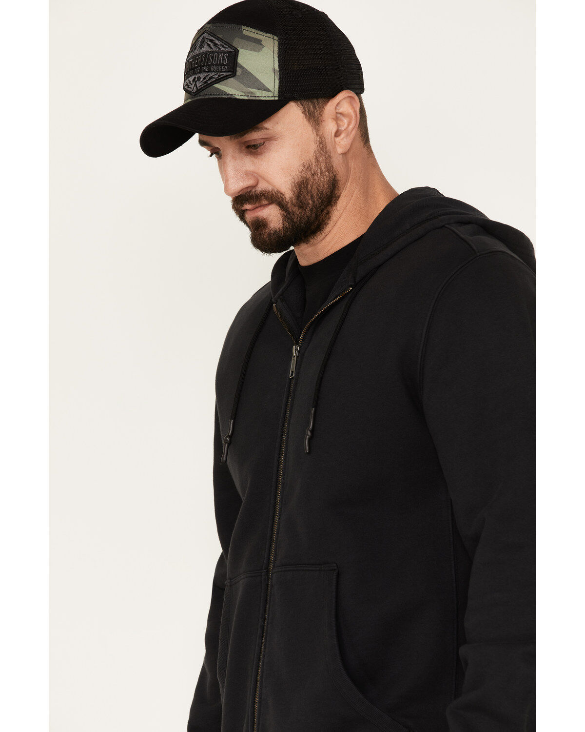 Image #2 - Brothers and Sons Heavy Weathered Hooded Jacket, Black, hi-res