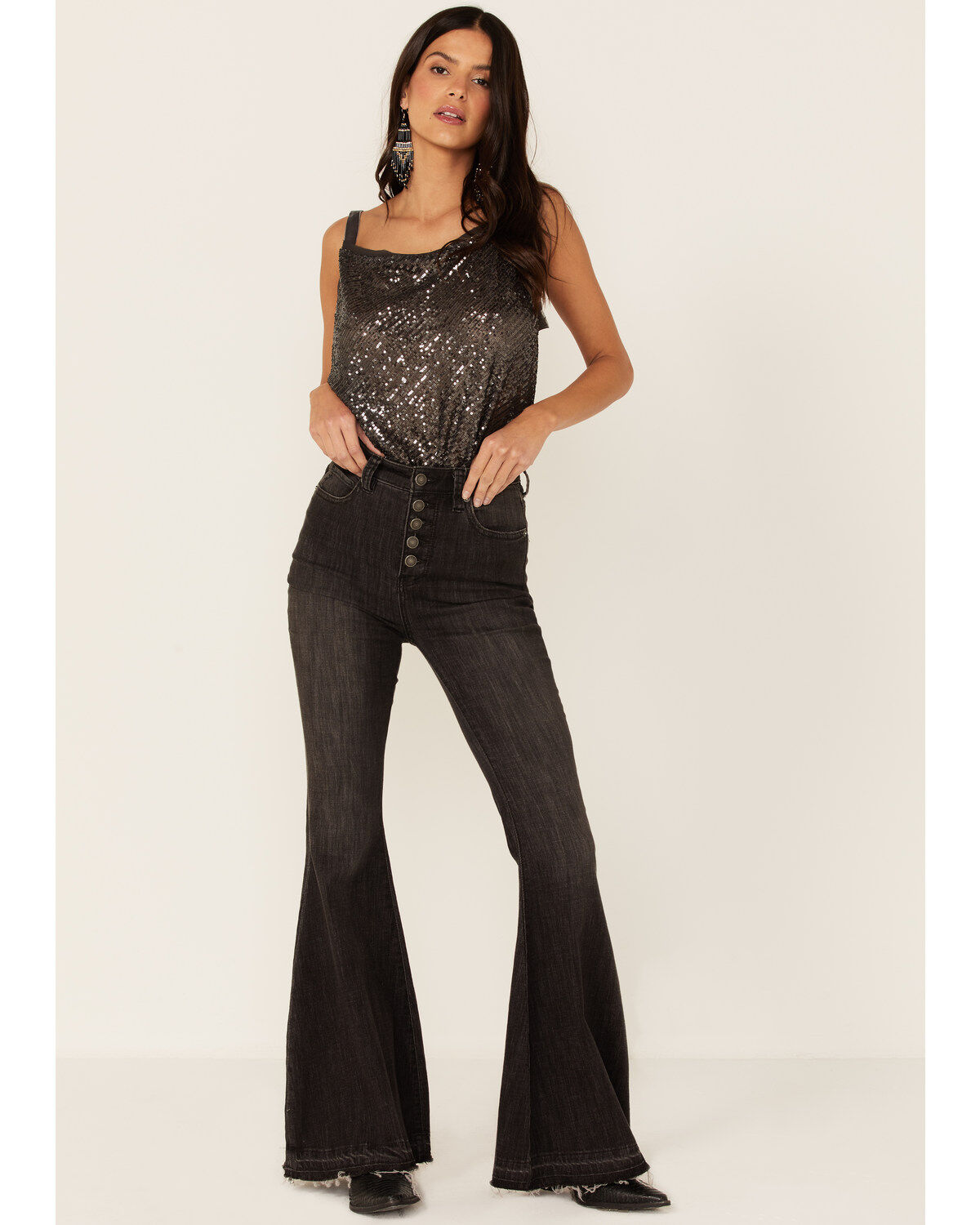 Image #2 - Free People Women's Shimmer & Shine Sequins Bodysuit, Pewter, hi-res