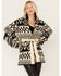 Powder River Outfitters Women's Southwestern Knit Fringe Cardigan, Black/white, hi-res