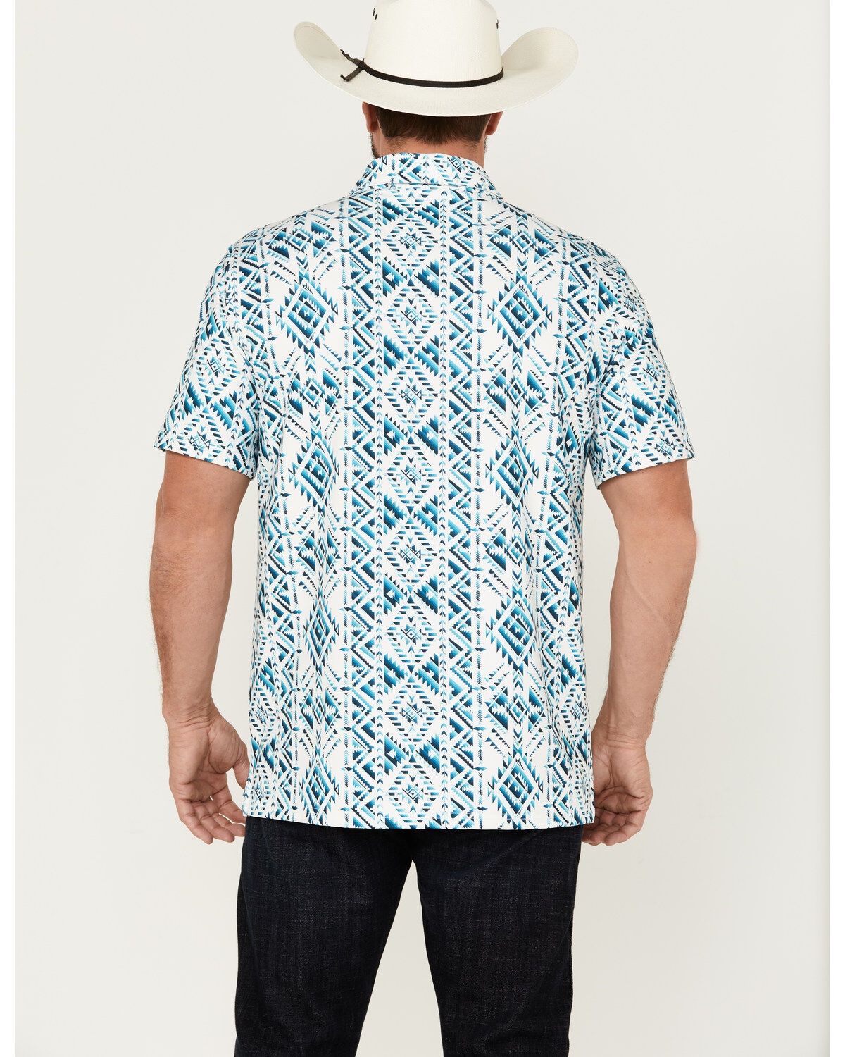 Image #4 - Panhandle Men's Southwestern Print Short Sleeve Performance Polo Shirt, , hi-res