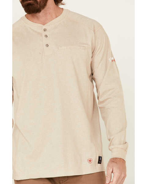 Image #3 - Ariat Men's FR Air Long Sleeve Work Long Sleeve Henley Shirt , Sand, hi-res