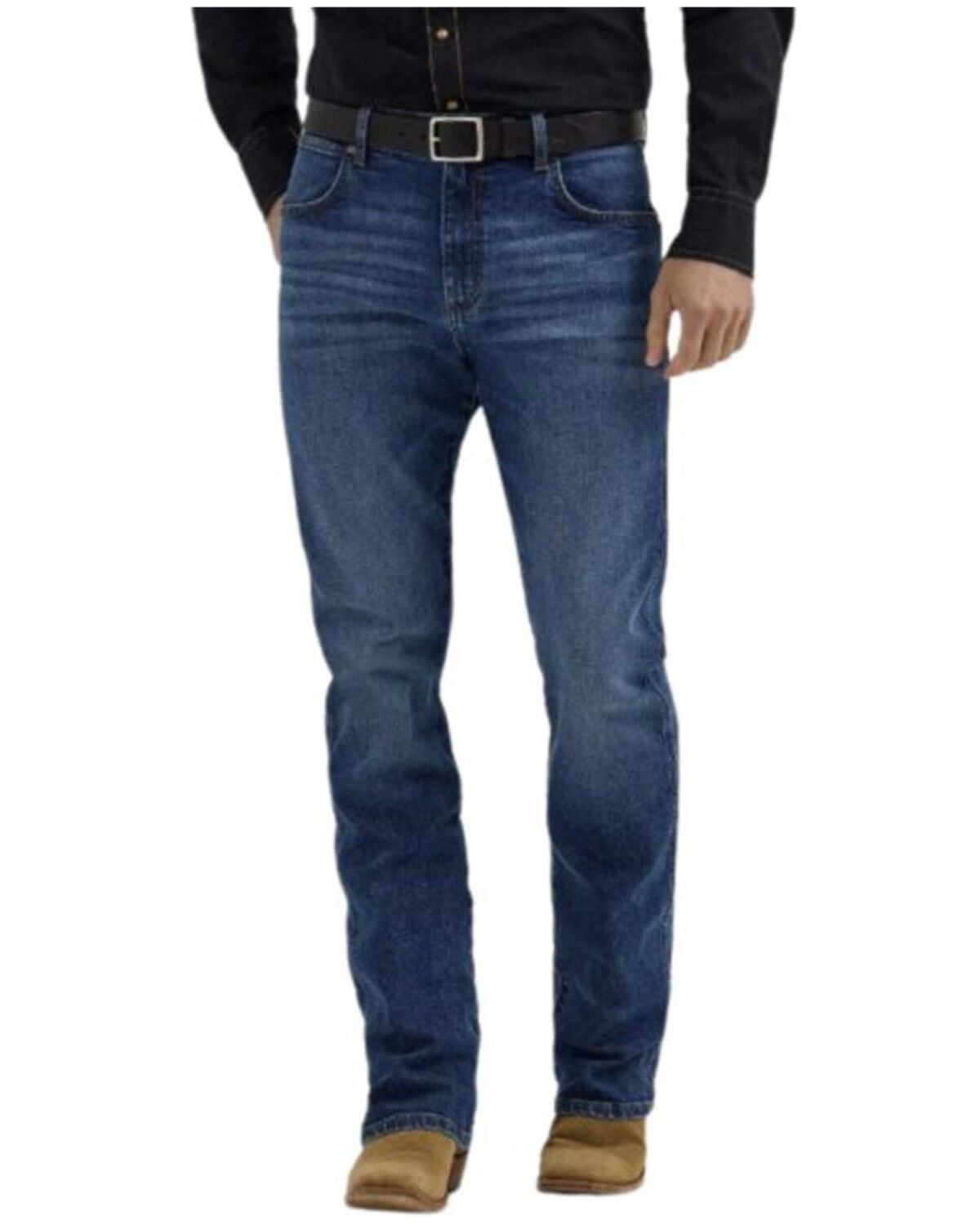 Image #2 - Wrangler Retro Men' Dark Wash Relaxed Bootcut Stretch Denim Jeans, Dark Wash, hi-res