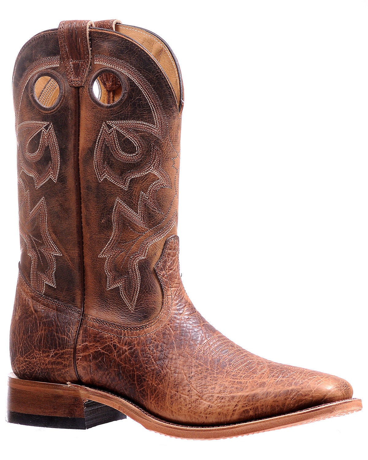 Boulet Men's Embroidered Western Boots - Wide Square Toe, Brown, hi-res