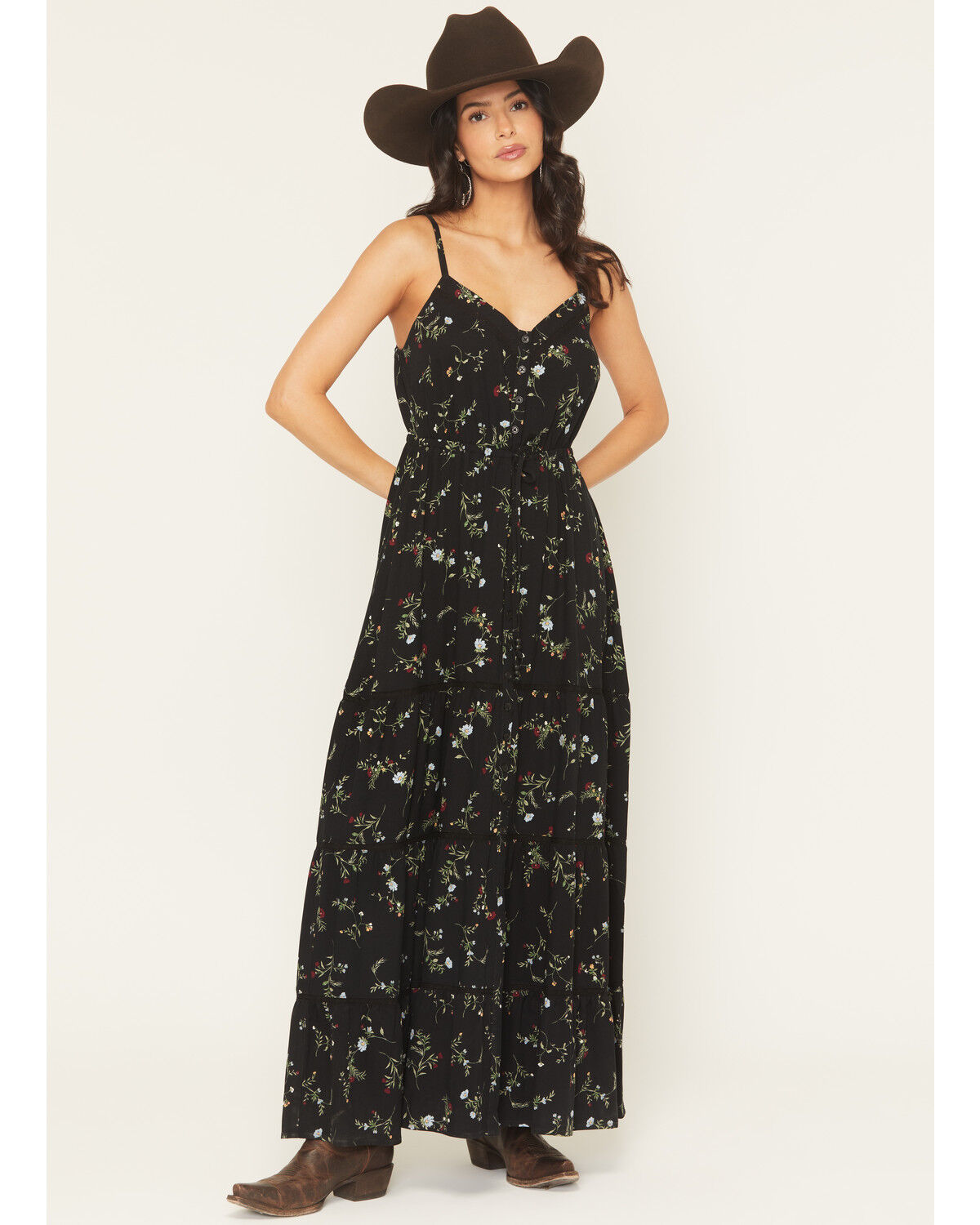 Image #2 - Idyllwind Women's Colt Floral Print Sleeveless Button-Down Maxi Dress, Black, hi-res