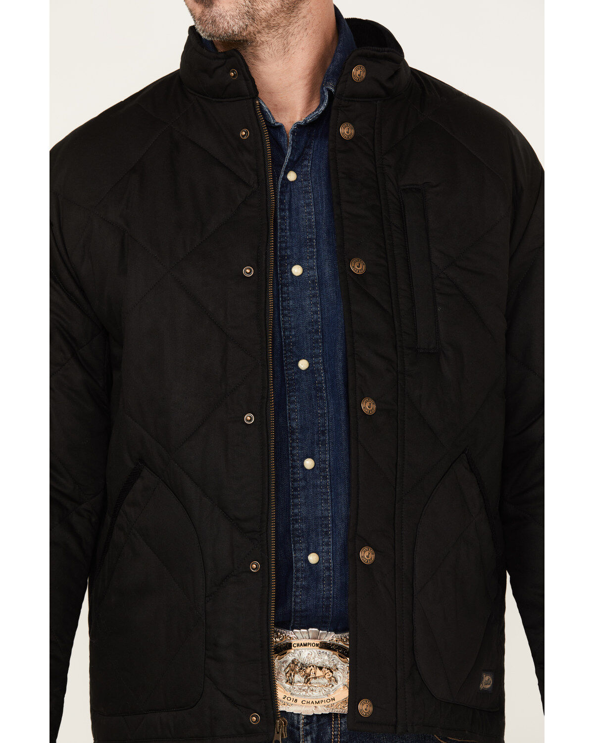 Image #2 - Justin Men's Broken Arrow Matte Quilted Jacket, Black, hi-res