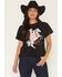 Image #1 - Girl Dangerous Women's Howdy Horse Short Sleeve Graphic Tee, Black, hi-res