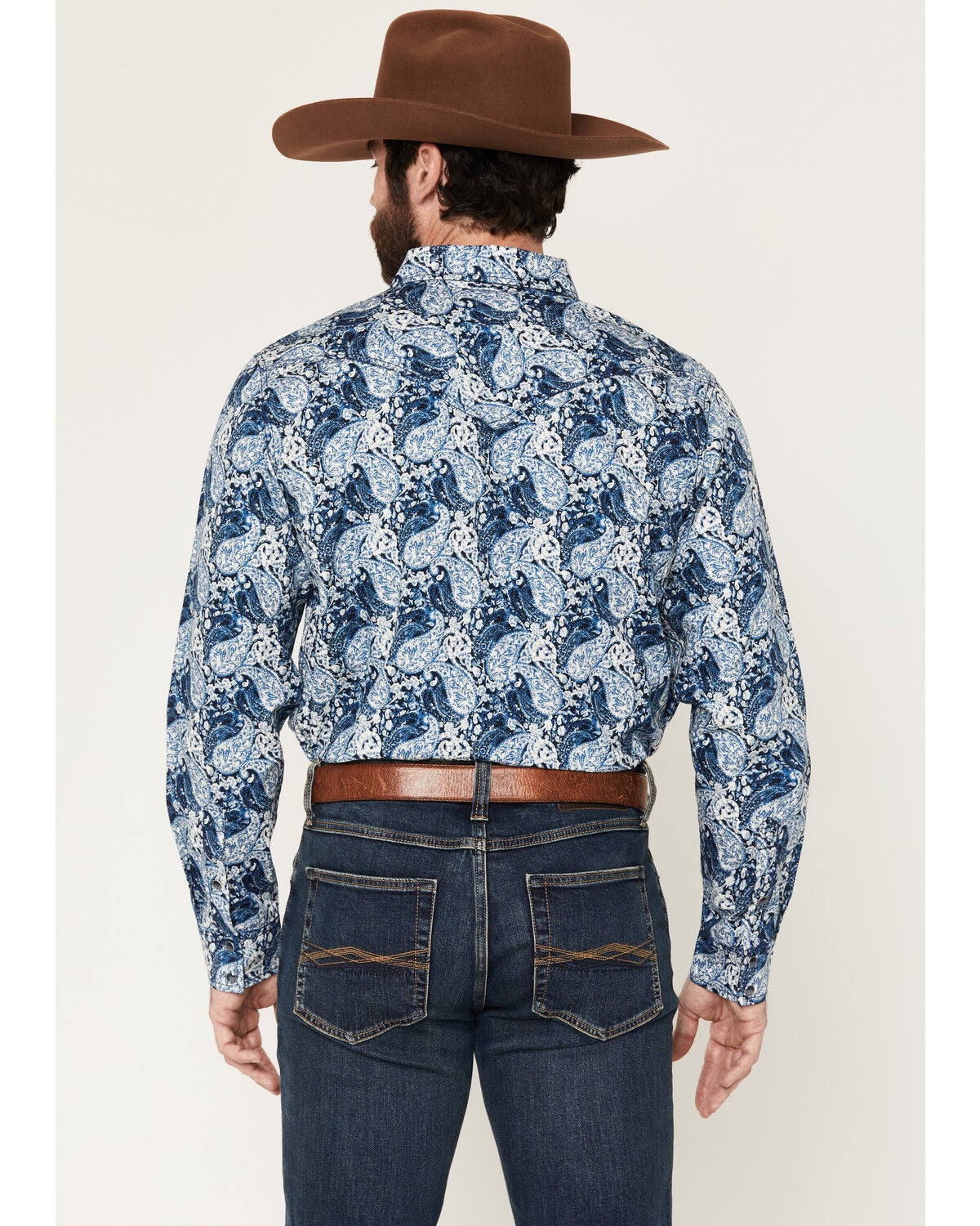 Image #4 - Cody James Men's Escape Route Paisley Print Long Sleeve Snap Western Shirt - Tall, Light Blue, hi-res