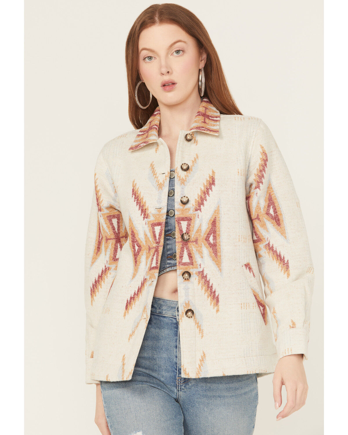 Image #3 - Idyllwind Women's Merritt Southwestern Button-Down Shacket, Cream, hi-res