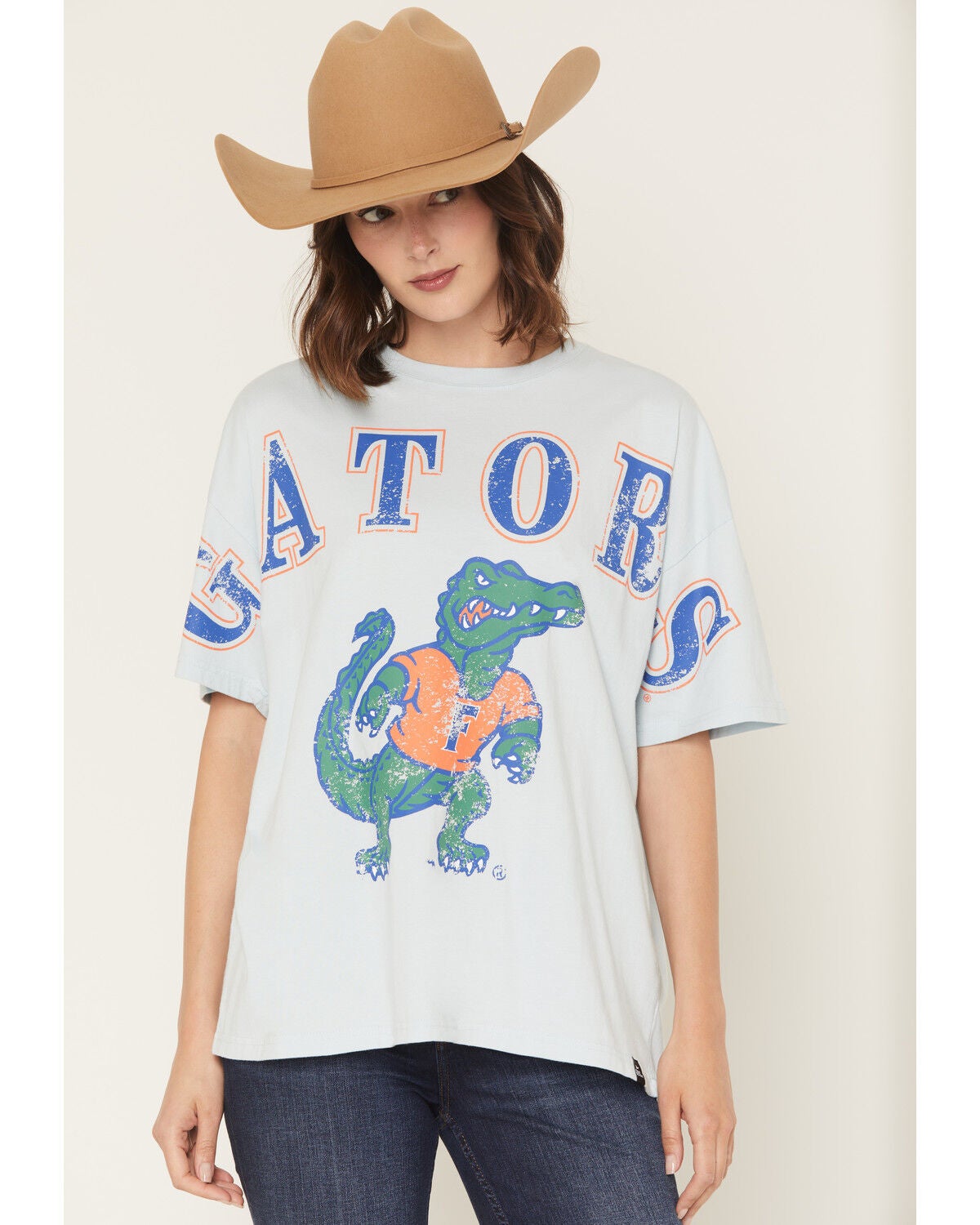 Gameday Women's UF Southern Split Short Sleeve Graphic Tee, Light Blue, hi-res