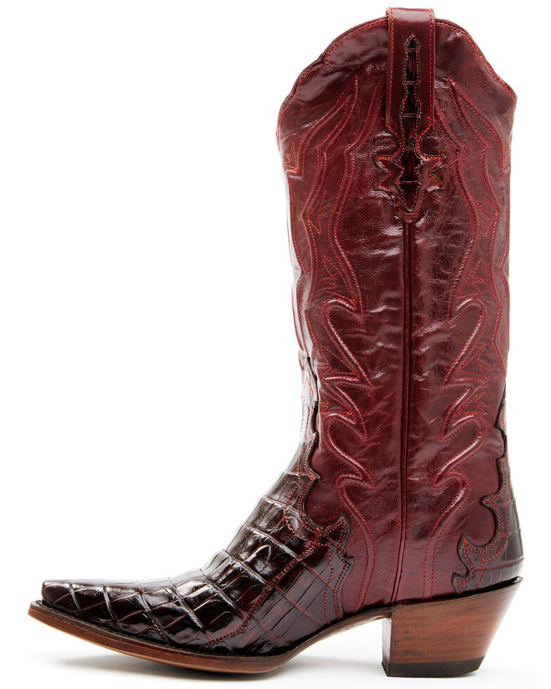 Dan Post Women's Exotic Crocodile Leather Western Boots - Snip Toe, Burgundy, hi-res