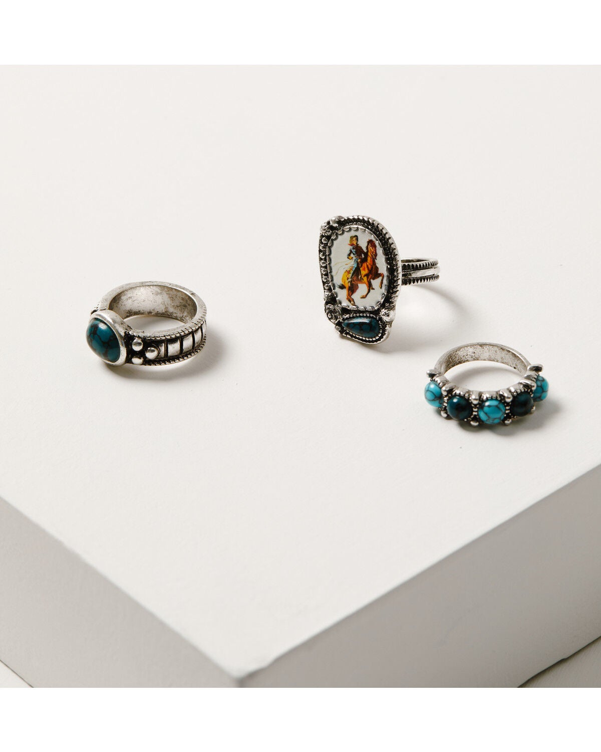 Shyanne Women's American Heritage Cowgirl Ring Set - 3 Piece, Silver, hi-res