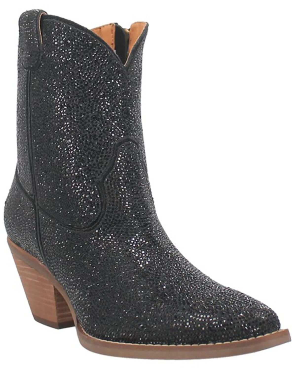 Image #1 - Dingo Women's Rhinestone Western Fashion Booties - Round Toe, Black, hi-res
