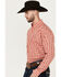 Image #2 - Wrangler Men's Classic Plaid Print Long Sleeve Button-Down Western Shirt - Tall, Red, hi-res