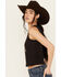 Image #2 - Girl Dangerous Women's Rebel Heart Rose Graphic Tank, Black, hi-res