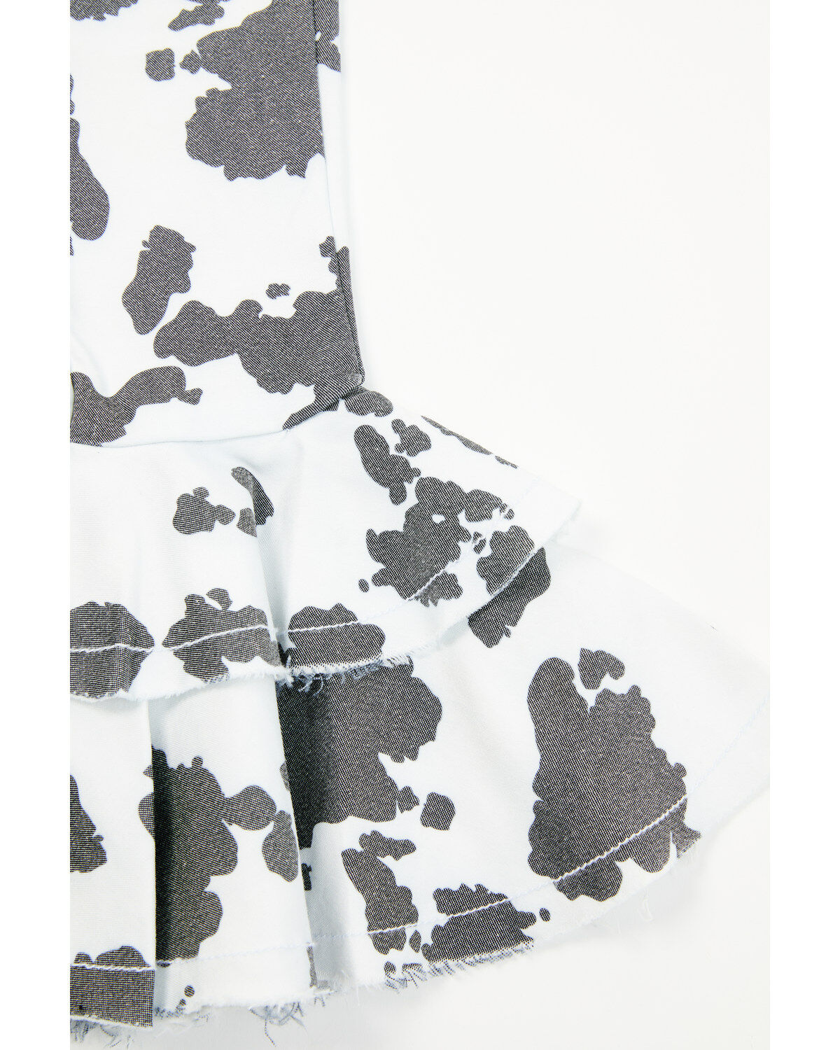 Image #3 - Cowgirl Hardware Toddler Girls' Cow Print Double Ruffle Stretch Denim Jeans, Black/white, hi-res