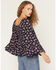 Image #4 - Angie Women's Floral Print Long Bell Sleeve Top, Navy, hi-res