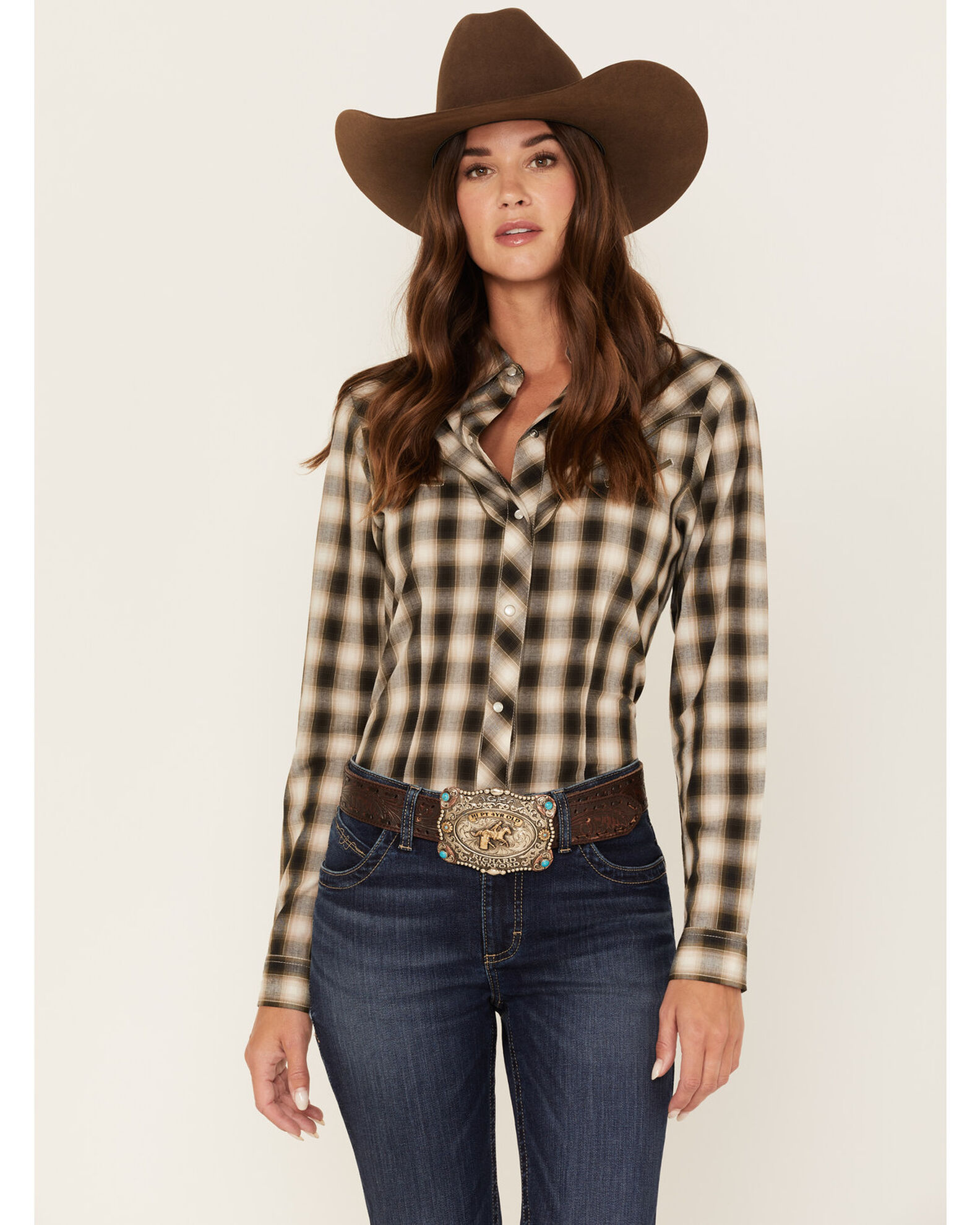 Plaid western shirt womens on sale