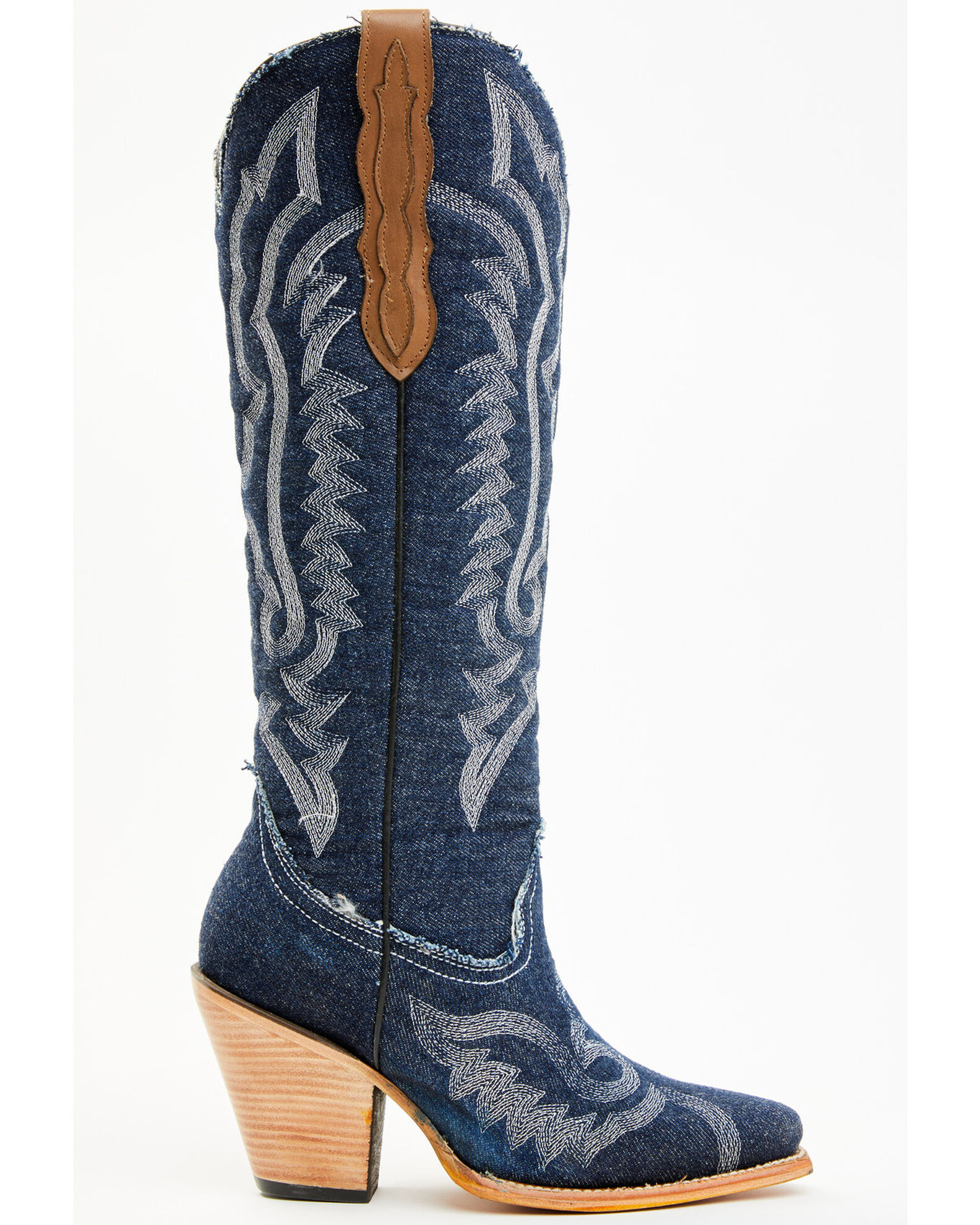 Corral Women s Denim Embroidered Tall Western Boots Snip Toe Boot Barn