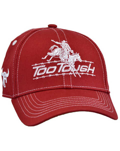 Cowboy Hardware Boys' Too Tough Embroidered Solid-Back Ball Cap , Red, hi-res