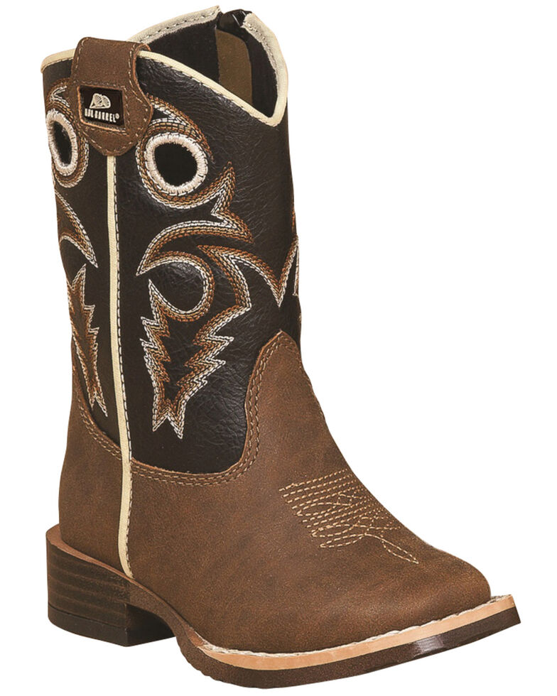 Double Barrel Boys' Brown Trace Cowboy Boots - Square Toe , Brown, hi-res