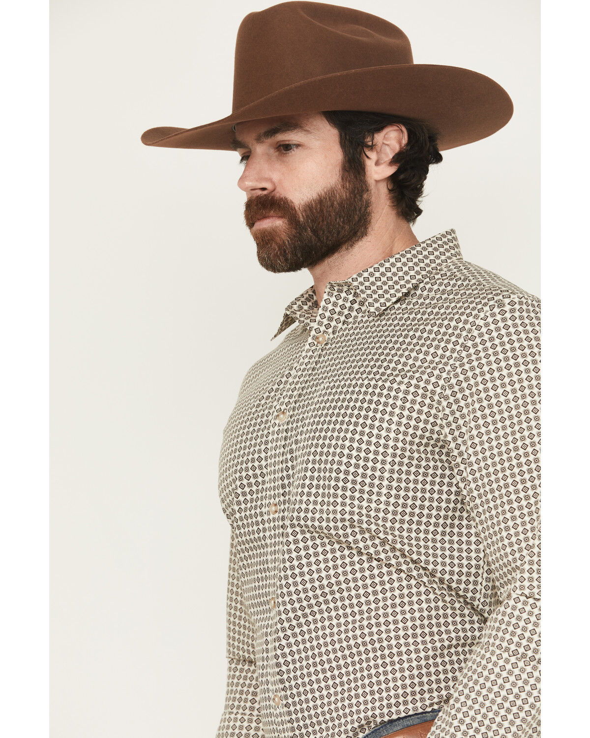 Gibson Trading Co Men's Bullseye Geo Print Long Sleeve Button-Down Western Shirt - Big