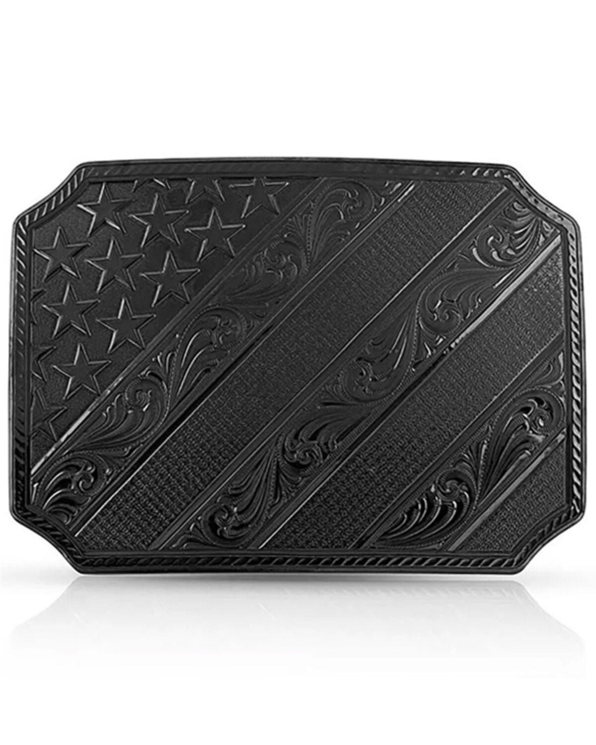 Montana Silversmiths Dawn's Early Light Star & Stripes Belt Buckle, Black, hi-res