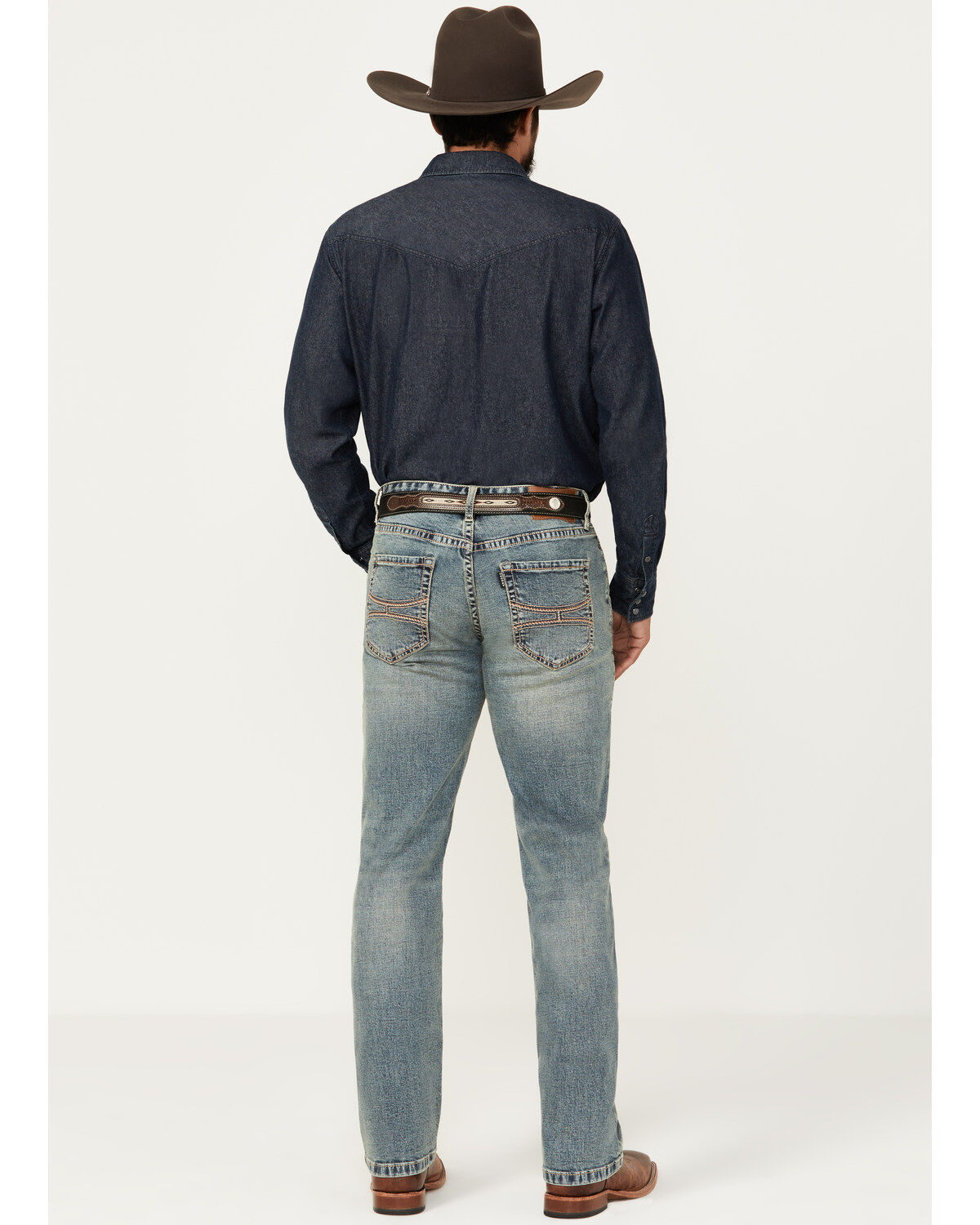 Image #3 - Hooey by Rock & Roll Denim Men's Boot Barn Exclusive Double Barrel Medium Vintage Wash Stackable Bootcut Reflex Denim Jeans, Medium Wash, hi-res