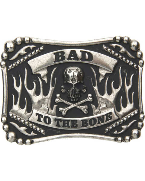 AndWest Men's Bad to the Bone Belt Buckle, Silver, hi-res