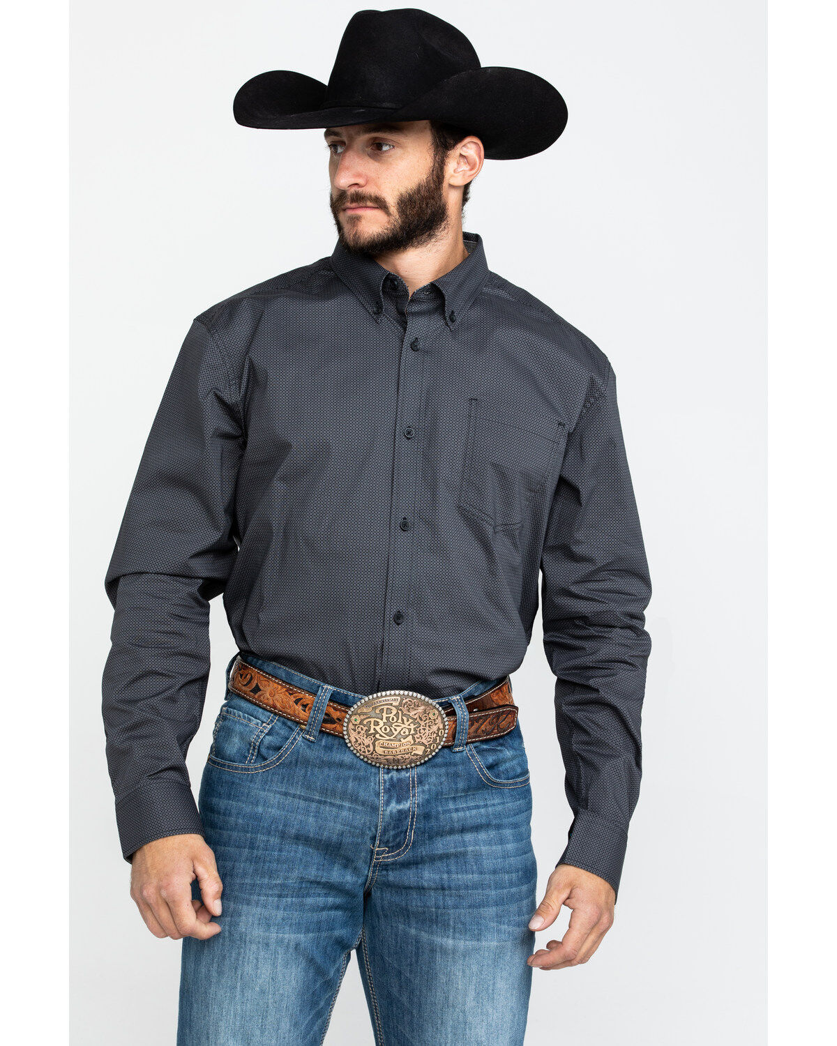 Image #1 - Cody James Core Men's Burton Geo Print Long Sleeve Western Shirt, , hi-res