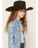 Image #2 - Wrangler Girls' Conversation Print Long Sleeve Snap Denim Western Shirt, Blue, hi-res
