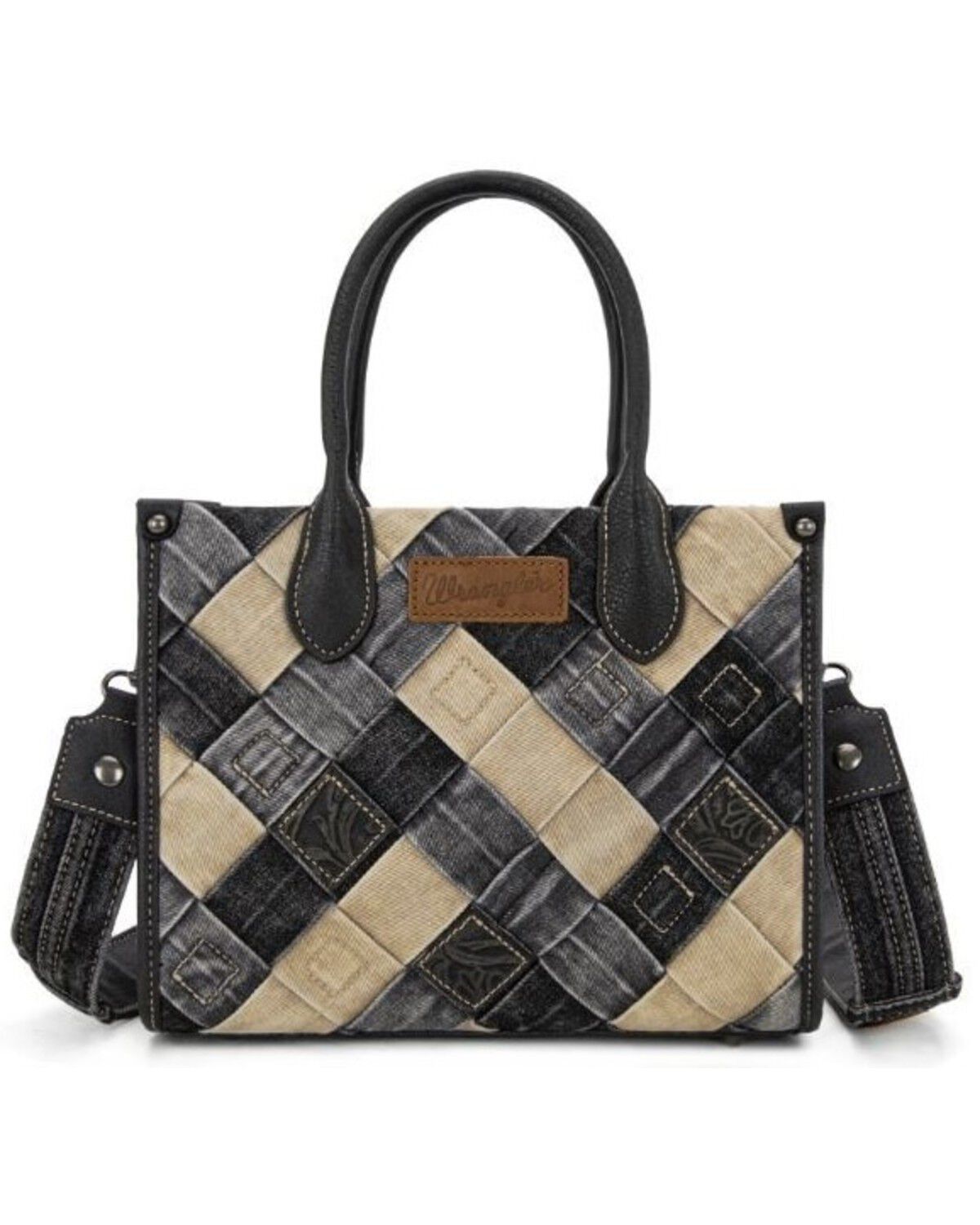 Wrangler Women's Denim Cross Weave Crossbody Bag, Black, hi-res