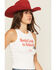 Image #2 - Girl Dangerous Women's Hootin' Cropped Graphic Tank Top, White, hi-res