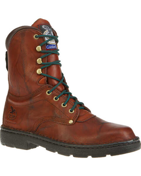 Georgia Boot Men's 8" Eagle Light Lace-Up Work Boots - Round Toe, Russet, hi-res