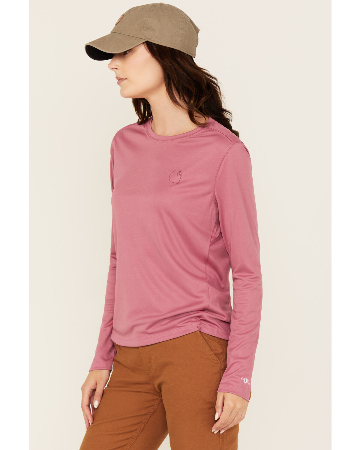 Image #2 - Carhartt Women's Force® Sun Defender Lightweight Long Sleeve Graphic Work T-Shirt, Dark Pink, hi-res