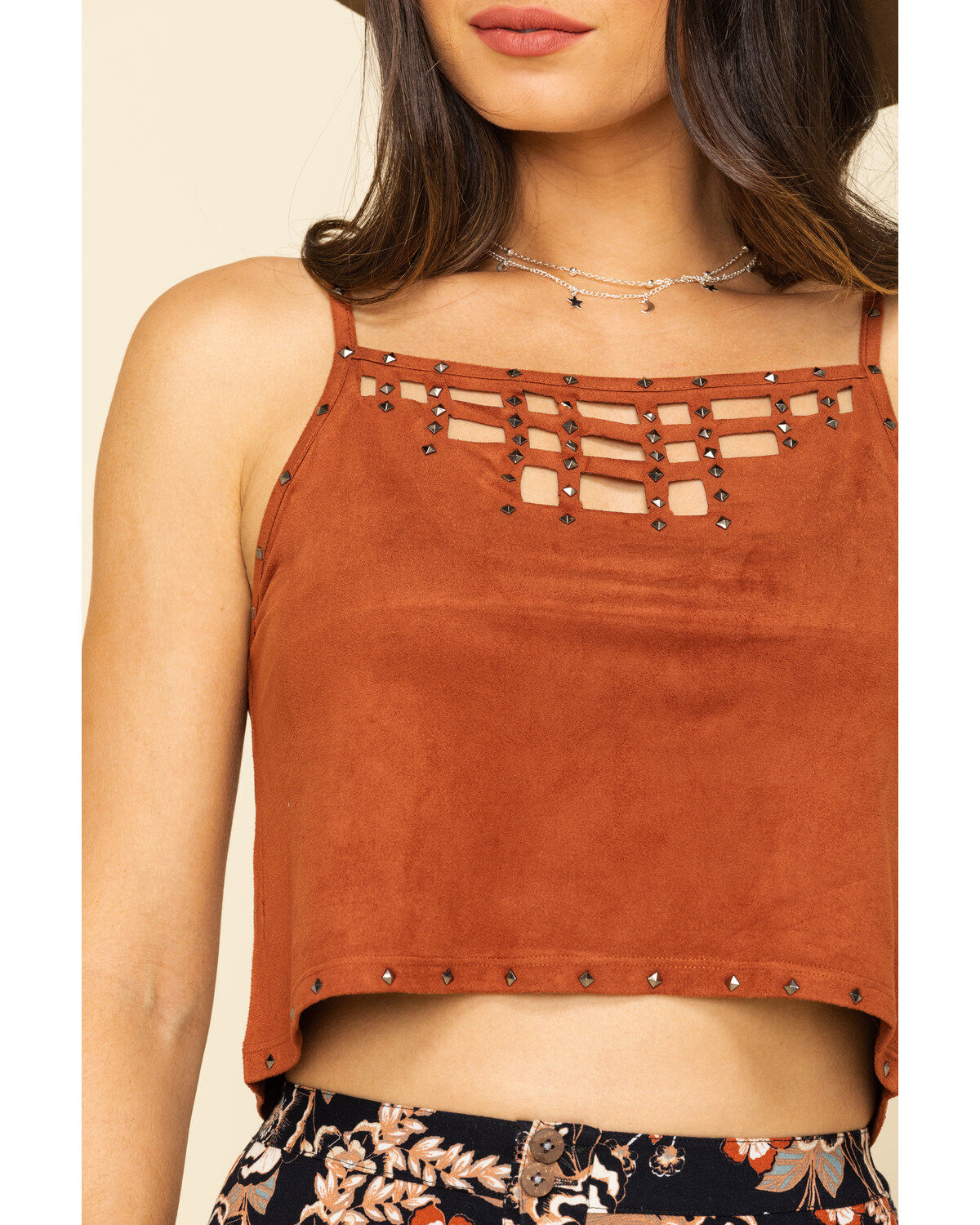 Image #4 - Shyanne Women's Faux Suede Studded Crop Cami, , hi-res