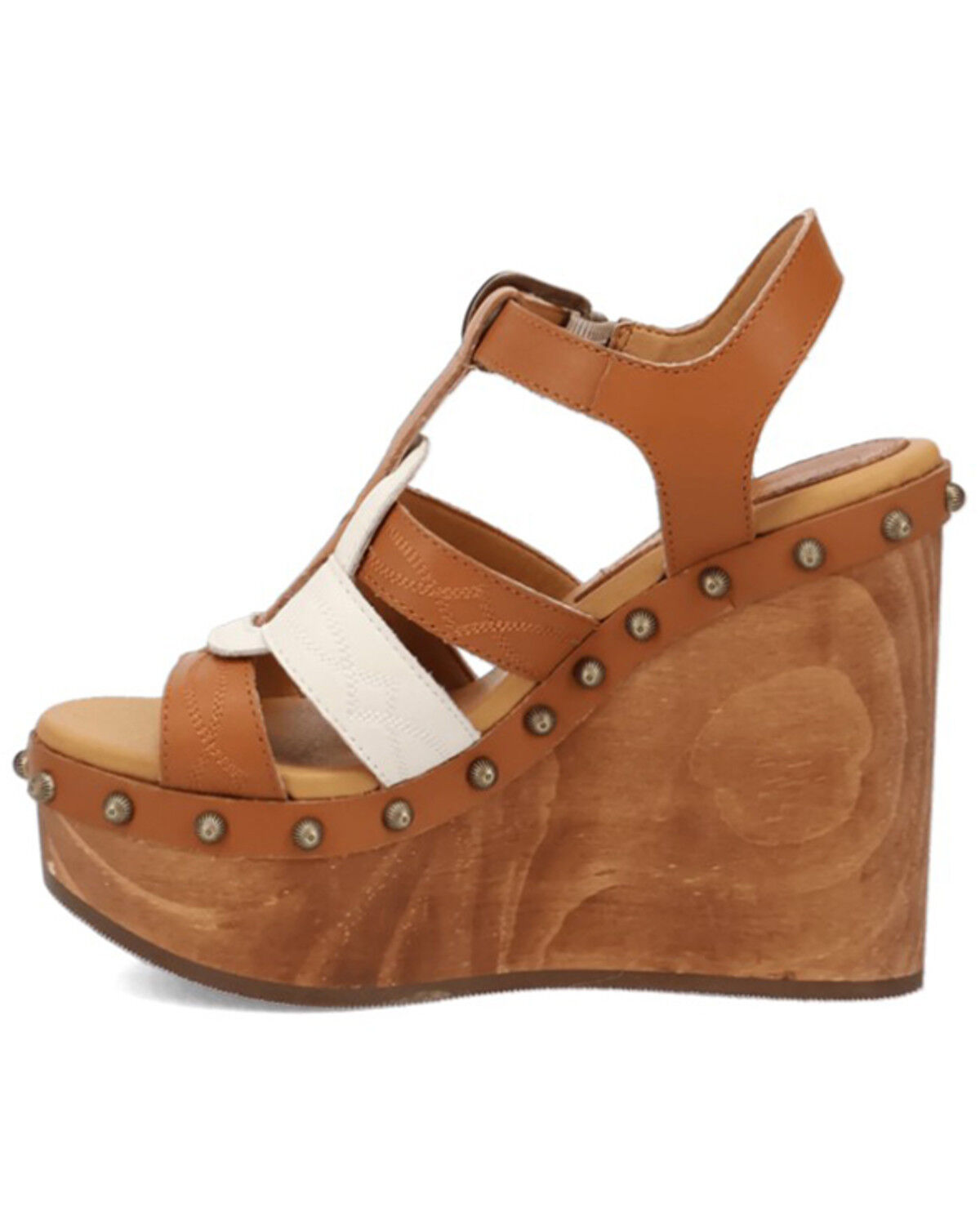 Image #3 - Dingo Women's Cosmo Wooden Wedge Sandals, Brown, hi-res