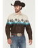 Image #1 - Panhandle Slim Men's Southwestern Cactus Border Long Sleeve Snap Western Shirt, Dark Brown, hi-res
