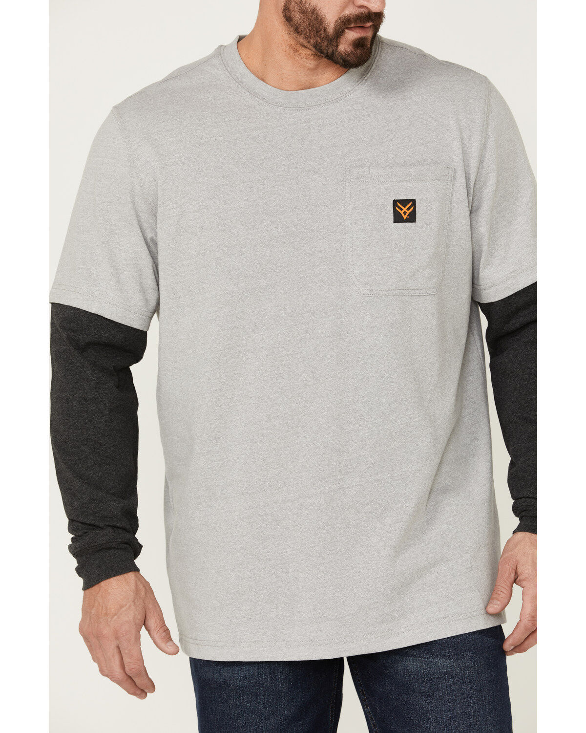 Image #3 - Hawx Men's Layered Pocket Light Gray Long Sleeve Work T-Shirt, Light Grey, hi-res