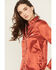 Image #2 - Cruel Girl Women's Satin Long Sleeve Snap Western Shirt, Red, hi-res