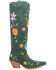 Image #2 - Dingo Women's Flower Power Suede Tall Western Boots - Snip Toe, Green, hi-res