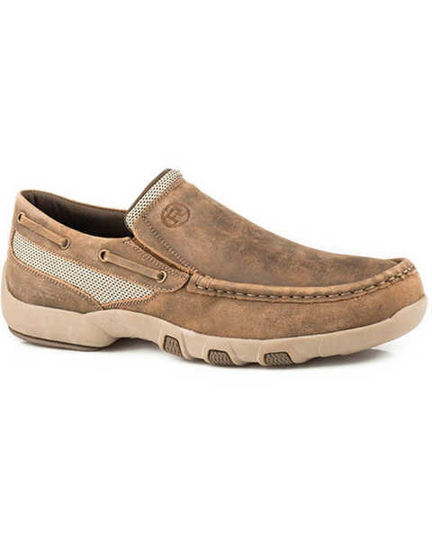 Roper Men's Owen Slip-On Shoes - Moc Toe, Brown, hi-res
