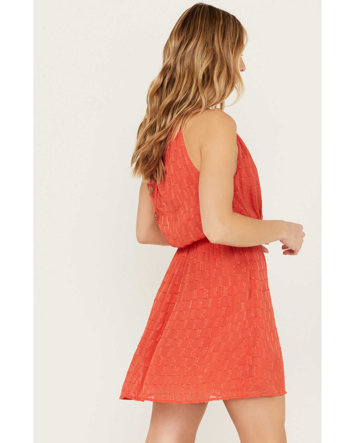 Image #4 - Idyllwind Women's Gladiolus Metallic Slip Tie Front Mini Dress, Caramel, hi-res