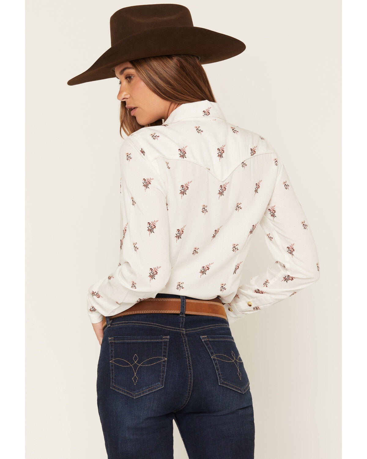Image #4 - Shyanne Women's Sagewind Floral Print Long Sleeve Button-Down Western Shirt, White, hi-res